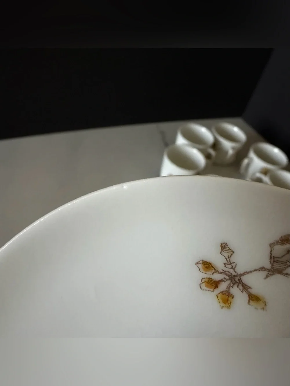 SET of 7 Espresso Demitasse Cup & Saucers - Yellow Floral - Haviland Limoges